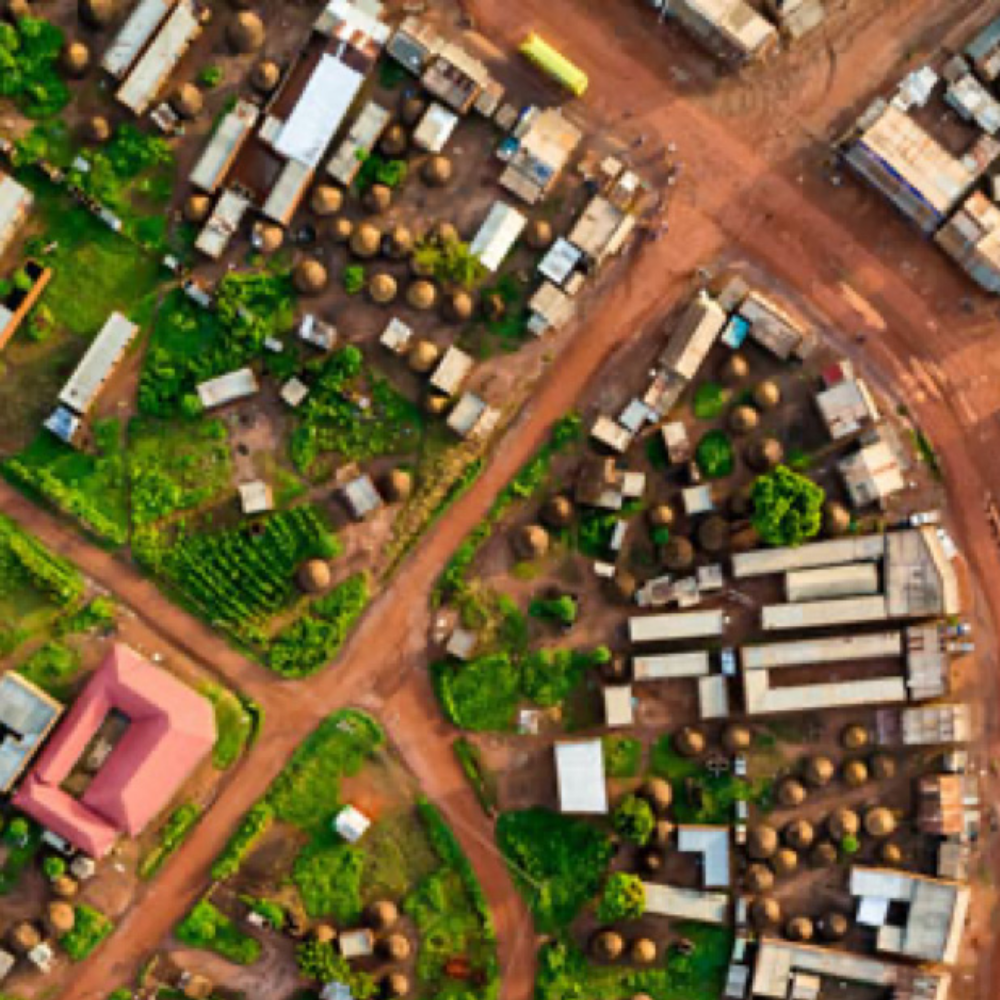arial view of a village