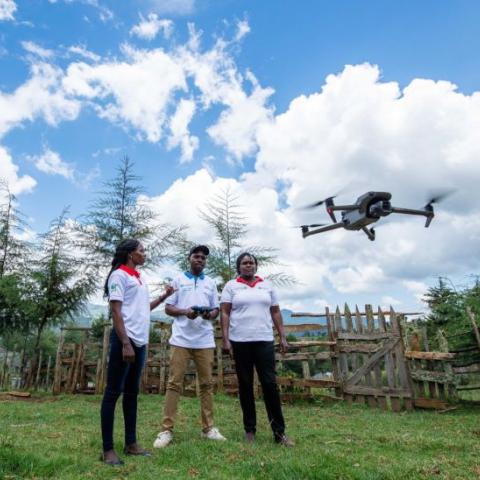 Eldoret Team flying a drone